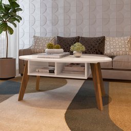 Mesa de Centro com Tampo Oval e Pés em MDF Diva - 2