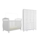 Ver imagem 2 de Quarto de Bebê com Guarda Roupa 4 Portas 3 Gavetas e Berço Mini Cama Nina 100% MDF Branco/Brilho