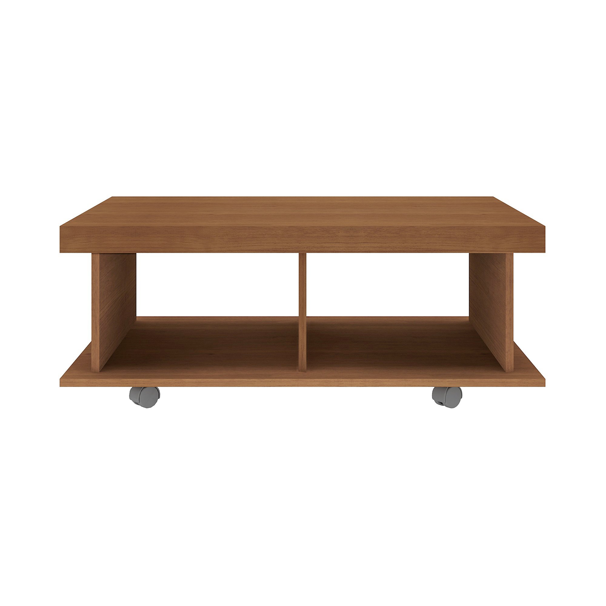 Mesa de Centro Minimalista com Rodízios e 2 Nichos Dunas - 3