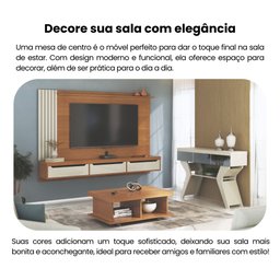 Mesa de Centro Retangular Tampo em Tamburato 50mm com Rodizios Dunas - 11