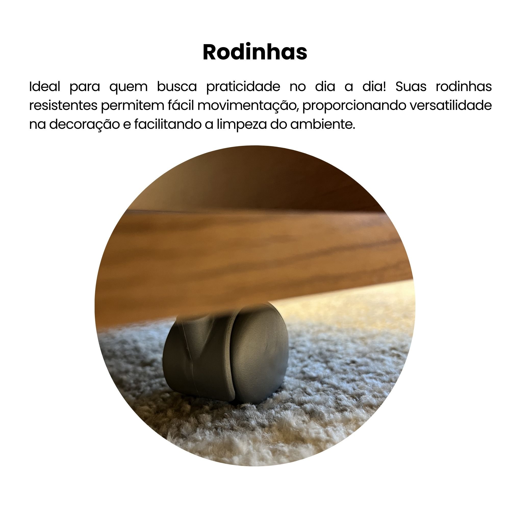 Mesa de Centro Minimalista com Rodízios e 2 Nichos Dunas - 7