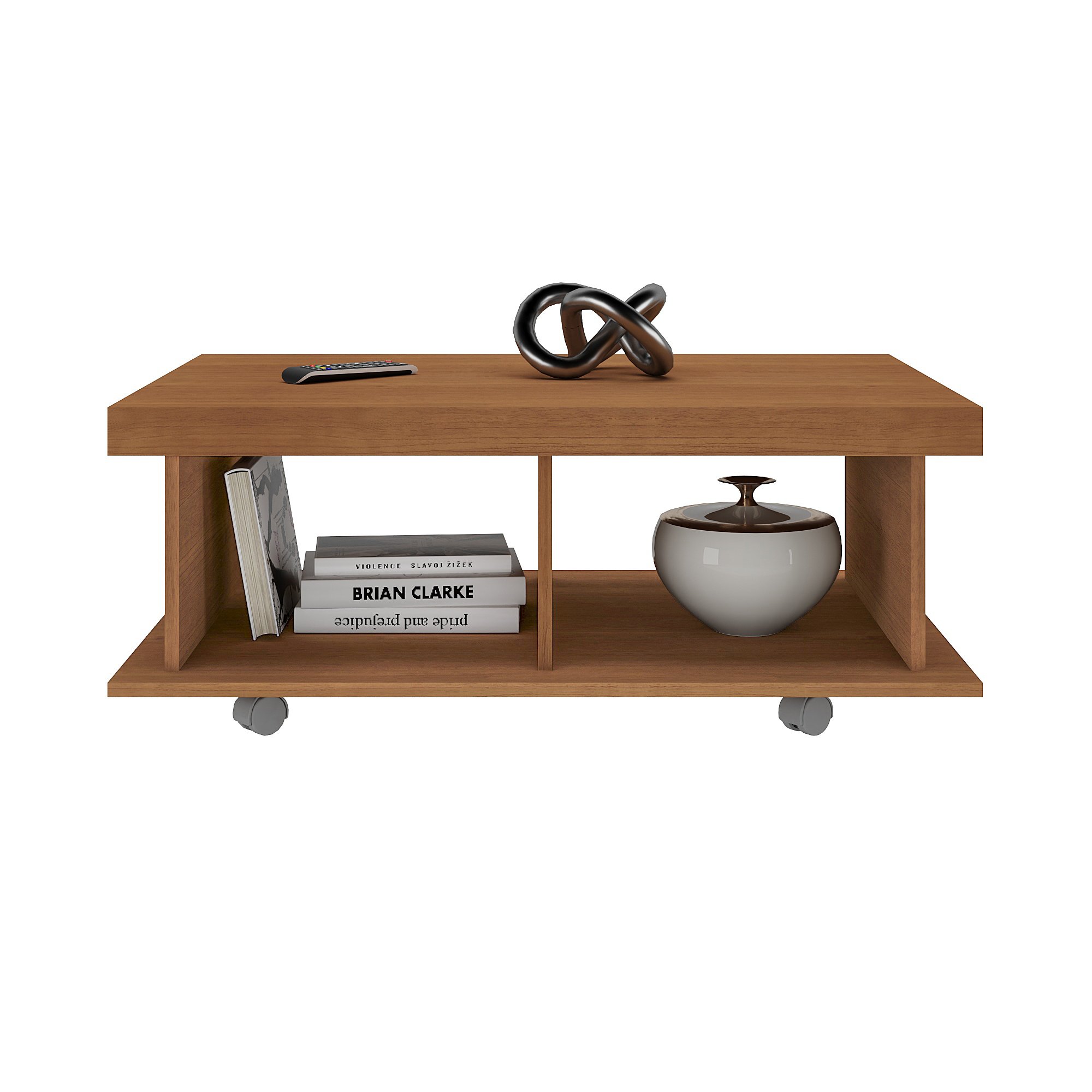 Mesa de Centro Minimalista com Rodízios e 2 Nichos Dunas - 17