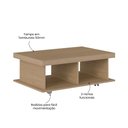 Ver imagem 5 de Mesa de Centro Retangular Tampo em Tamburato 50mm com Rodizios Dunas Bege