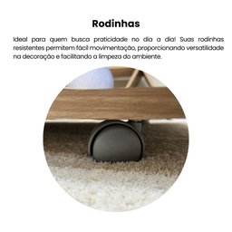 Mesa de Centro Retangular Tampo em Tamburato 50mm com Rodizios Dunas - 7