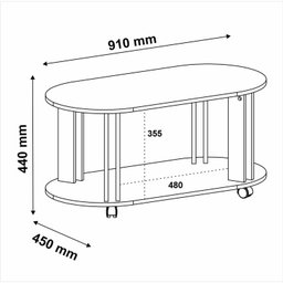 Mesa de Centro com Rodizios e Bordas Arredondadas Mundi - 3