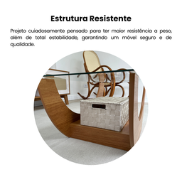 Mesa de Centro com Tampo de Vidro Temperado Tampo em MDF Onda - 8