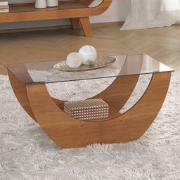 Mesa de Centro com Tampo de Vidro Temperado Tampo em MDF Onda - 16