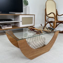 Mesa de Centro com Tampo de Vidro Temperado Tampo em MDF Onda - 15