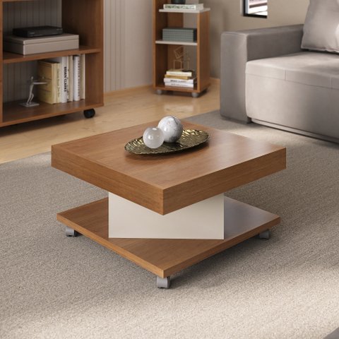 Mesa de Centro com Rodízio Quadrada Saara