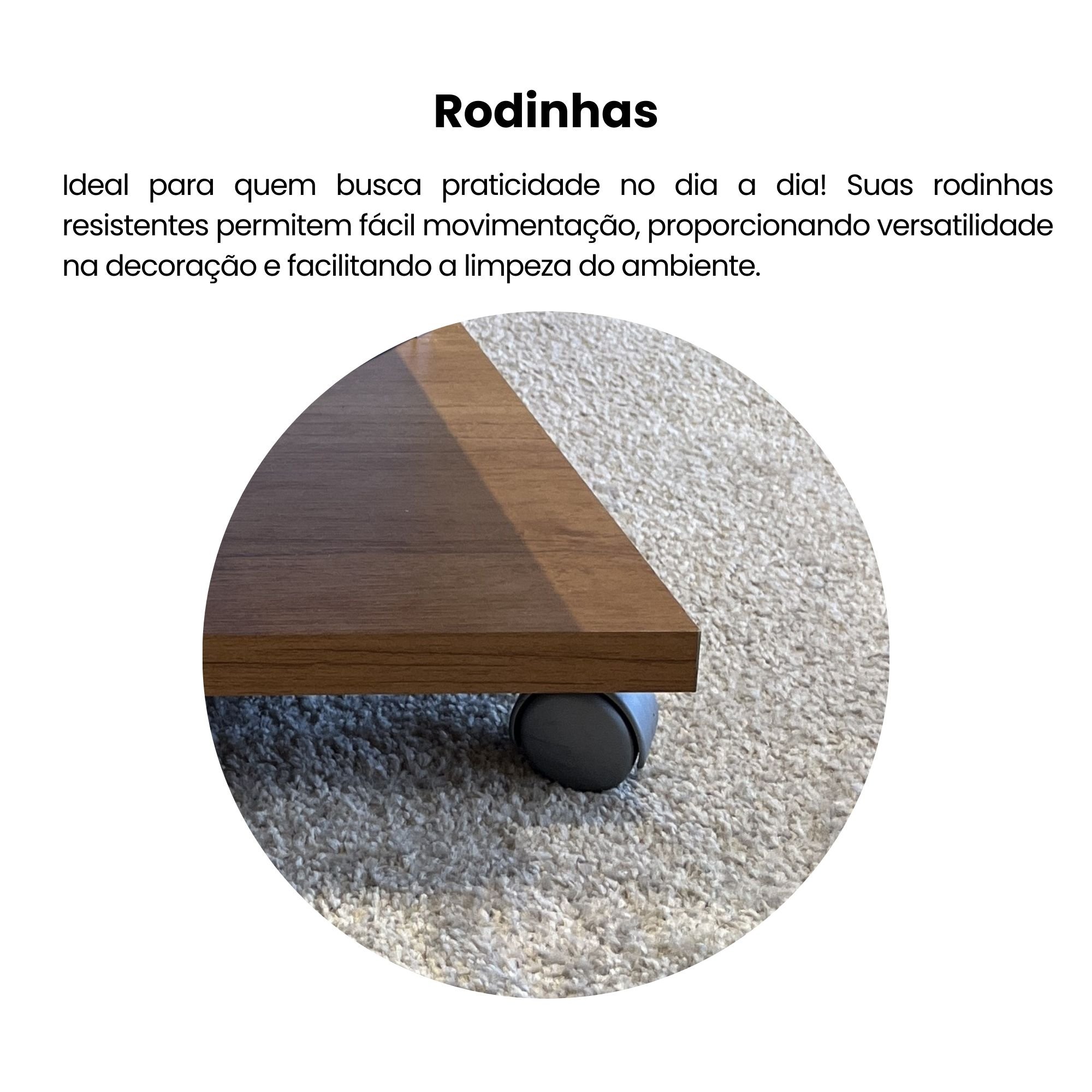 Mesa de Centro com Rodízio Quadrada Saara - 8