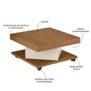 Ver imagem 5 de Mesa de Centro com Rodízio Quadrada Saara Marrom