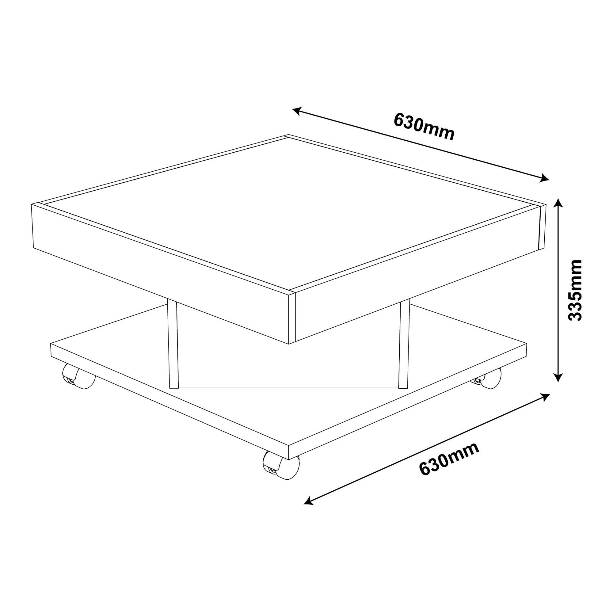 Mesa de Centro com Rodízio Quadrada Saara - 5