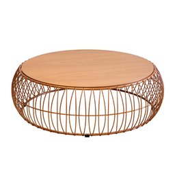 Mesa de Centro Retrô Cobre com Tampo de Madeira - 1