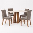 Ver imagem 3 de Conjunto Sala de Jantar Mesa Lisa 120cm Tampo MDF Canto Reto 4 Cadeiras Lily