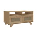 Ver imagem 3 de Mesa de Centro 2 Gavetas e Detalhe em Impressão Palha Trama Bege 100% MDF