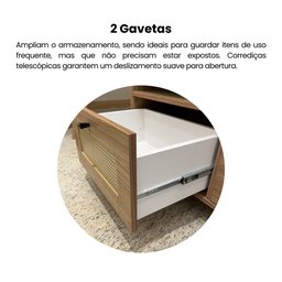 Mesa de Centro 2 Gavetas e Detalhe em Impressão Palha Trama - 9