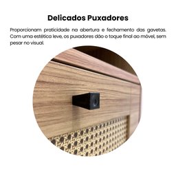 Mesa de Centro 2 Gavetas e Detalhe em Impressão Palha Trama - 7