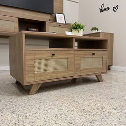 Mesa de Centro 2 Gavetas e Detalhe em Impressão Palha Trama - 16