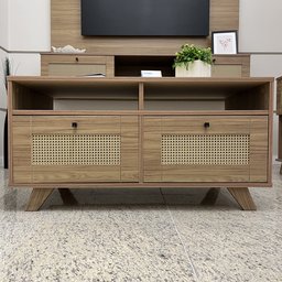 Mesa de Centro 2 Gavetas e Detalhe em Impressão Palha Trama - 15