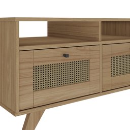 Mesa de Centro 2 Gavetas e Detalhe em Impressão Palha Trama - 18