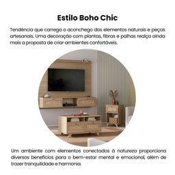 Mesa de Centro 2 Gavetas e Detalhe em Impressão Palha Trama - 11