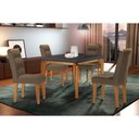 Ver imagem 1 de Conjunto: Mesa Sala Jantar Londrina C/ Tampo Madeirado C/ Vidro Canto Curvo 120x80cm e 4 Cadeiras