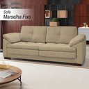 Ver imagem 2 de Sofá Decorativo Sala de Estar Marselha Fixo 2 Lugares 215cm Couro Bege - Mozzelar