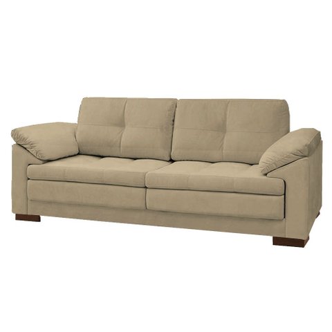 Sofá Decorativo Sala de Estar Marselha Fixo 2 Lugares 215cm Couro Bege - Mozzelar