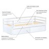 Cama Solteiro Slim com 02 Gavetas e Grade de Proteção Madeira Maciça Branco Housin - 3