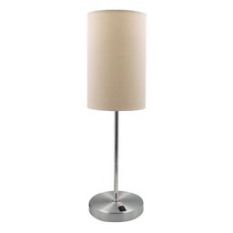 Abajur Luminaria Mesa Escovado Sala de Estar Decorativo Redondo com Interruptor Cupula Bege Algodao - 7