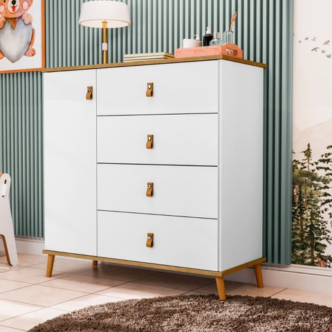 Cômoda Jujuba com Sapateira em Mdf Elegante e Moderna:branco