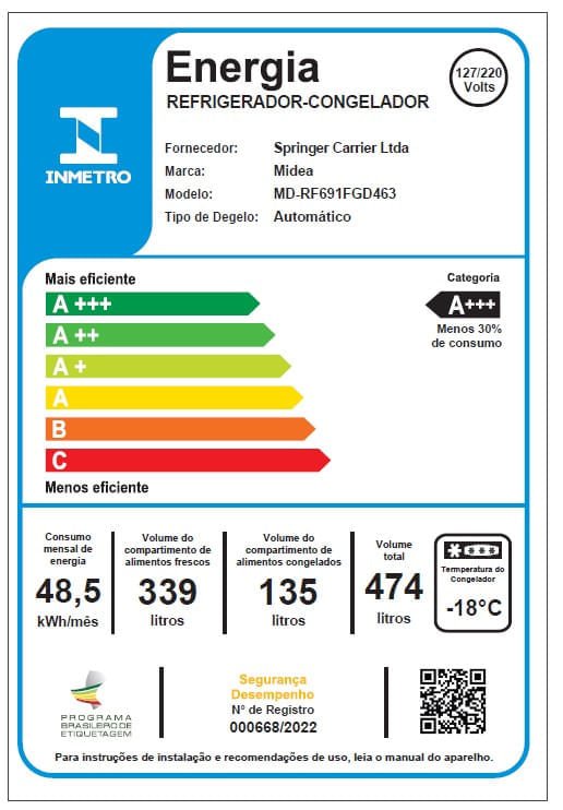 Geladeira Frost Free 4p 474l Inverter Smart Cor Inox Midea Md-rf691fgd463 - Bivolt - 10