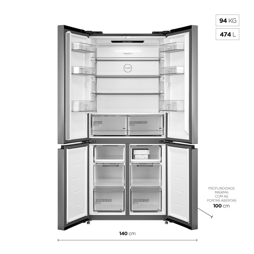 Geladeira Frost Free 4p 474l Inverter Smart Cor Inox Midea Md-rf691fgd463 - Bivolt - 14