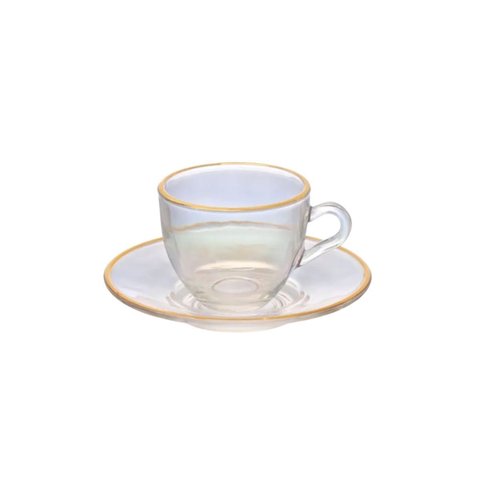Conjunto de Xícaras de Café Hauskraft Menf 85ml Vidro com Detalhe Dourado 4 Peças