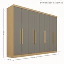 Ver imagem 3 de Guarda-Roupa Casal Modulado de Canto 15 Portas 6 Gavetas Multimóveis Madeirado/Cinza