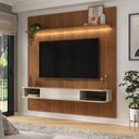 Ver imagem 1 de Painel para TV até 75 Polegadas com LED MDF 182,5CMX183CM Nichos, Porta Basculante Cinamomo Off White Belluno Marrom