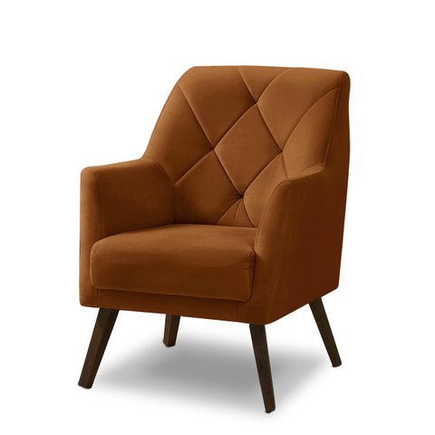 Poltrona Decorativa Retrô Recepção Magali Veludo Laranjado LANSOFBR Lansof Brasil POLTRONA MAGALI 1 