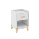 Ver imagem 1 de Mesa de Apoio Lateral 40 X 56 Cm 1 Gaveta 1 Nicho Pés Madeira Mdp Branco - Clicklar