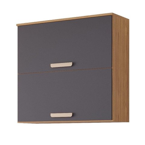 Armário Aéreo de Cozinha 100%mdf 80cm com 2 Portas Basculantes Bella Mgm Móveis Freijó/titanium