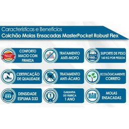 Colchão Casal Molas Masterpocket Ensacadas Confiance Visco (138x188x30) - D Angelis Anjos - 2