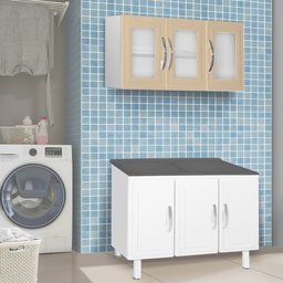 ARMARIO MULTIUSO SUSPENSO 3 PORTAS DE VIDRO E AÇO BEGE MUNIQUE - MARROART - 3 ARMARIO MULTIUSO SUSPENSO 3 PORTAS DE VIDRO E AÇO BEGE MUNIQUE - MARROART - 3