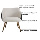 Ver imagem 3 de Poltrona Decorativa Kitana Pés Palito Couro/Linho Preto/Areia - Gran Belo