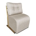 Ver imagem 3 de Kit 2 Poltronas Luxo Aurora Linho Base de Ferro Dourado - Pallazio