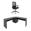 Ver imagem 2 de Mesa de Escritório em L 140x60cm com Conexão + Cadeira de Escritório Netflex Ergonômica Reclinável