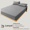Jogo de Lençol 03 Peças 400 Fios Cama Casal Queen Ponto Palito Micropercal - Cinza - 4