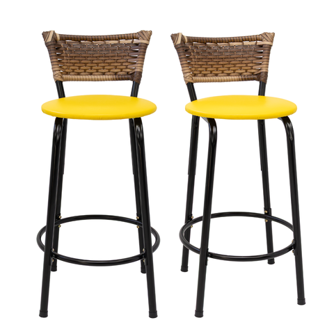 Kit 2 Bancos para Bancada Cozinha Gourmet Junco Cappuccino Balcão Ilha Banqueta 60cm Itagold