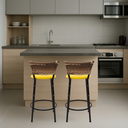 Ver imagem 2 de Kit 2 Bancos para Bancada Cozinha Gourmet Junco Cappuccino Balcão Ilha Banqueta 60cm Itagold
