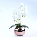 Ver imagem 1 de Arranjo 2 Orquídeas Artificiais Brancas em Vaso Rose Gold Érika