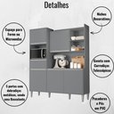 Ver imagem 3 de Kit Armário Cozinha Compacta Isabel 5 Portas Ajl Móveis - Cinza
