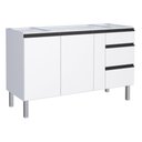 Ver imagem 1 de Gabinete para Cozinha Ga em Aço 1.46 Cm com Puxadores e Pés em Aluminío 3 Gavetas com Corrediças Tel